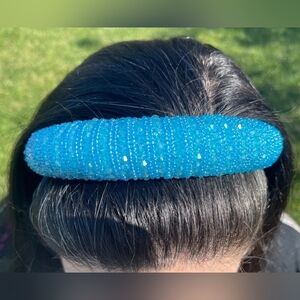 New Light Blue Padded Headband, Fashion Rhinestone Headband Women, Fancy Bling